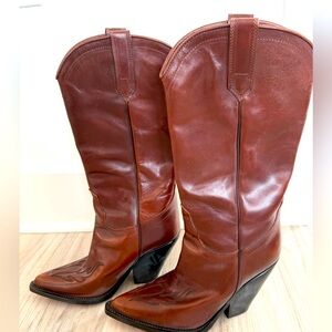 Sonora Burgundy Leather Heeled Cowboy Boots